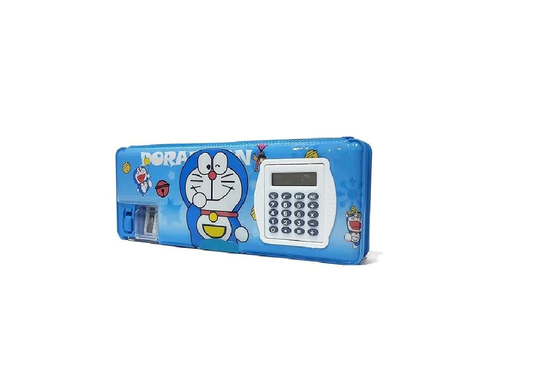 Eclet Pencil Box With Calculator & Dual Sharpener Magnetic Jumbo Pencil Box Geometry Box (Blue) B