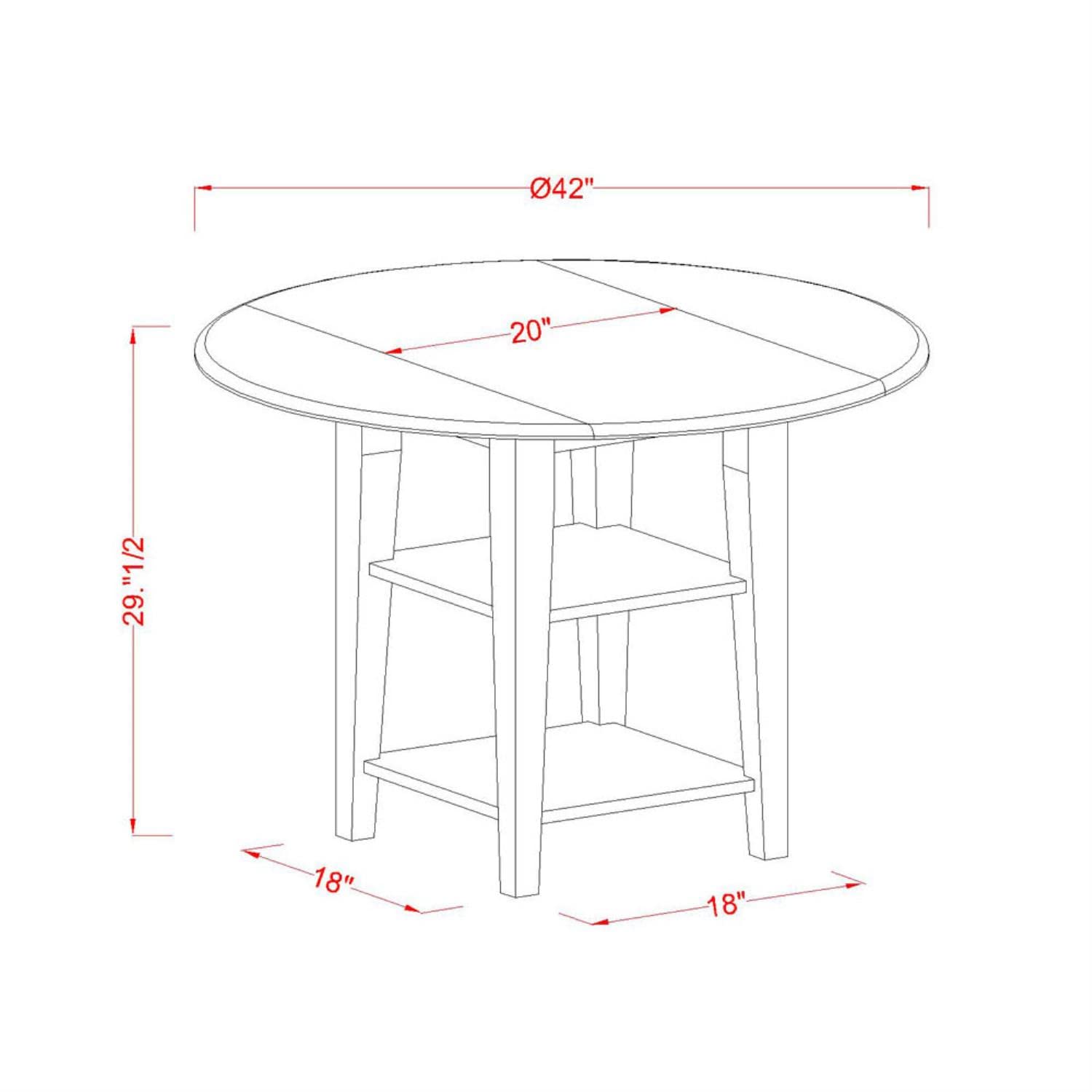 East West Furniture SUWE3-BCH-W 3 Piece Dining Room Furniture Set Contains a Round Kitchen Table with Dropleaf & Shelves and 2 Dining Chairs, 42x42 Inch, Black & Cherry