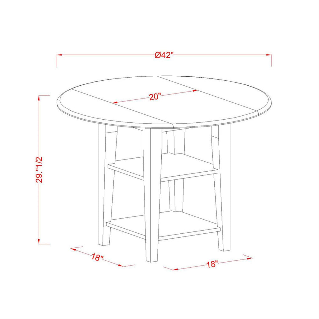 East West Furniture SUDO3-BCH-W 3 Piece Dining Set Contains a Round Dining Table with Dropleaf & Shelves and 2 Kitchen Chairs, 42x42 Inch, Black & Cherry