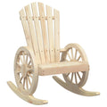 vidaXL Rocking Adirondack Chair Solid Wood Fir for Patio/Garden - Brown Outdoor Rocker with Curved Seat & Armrests