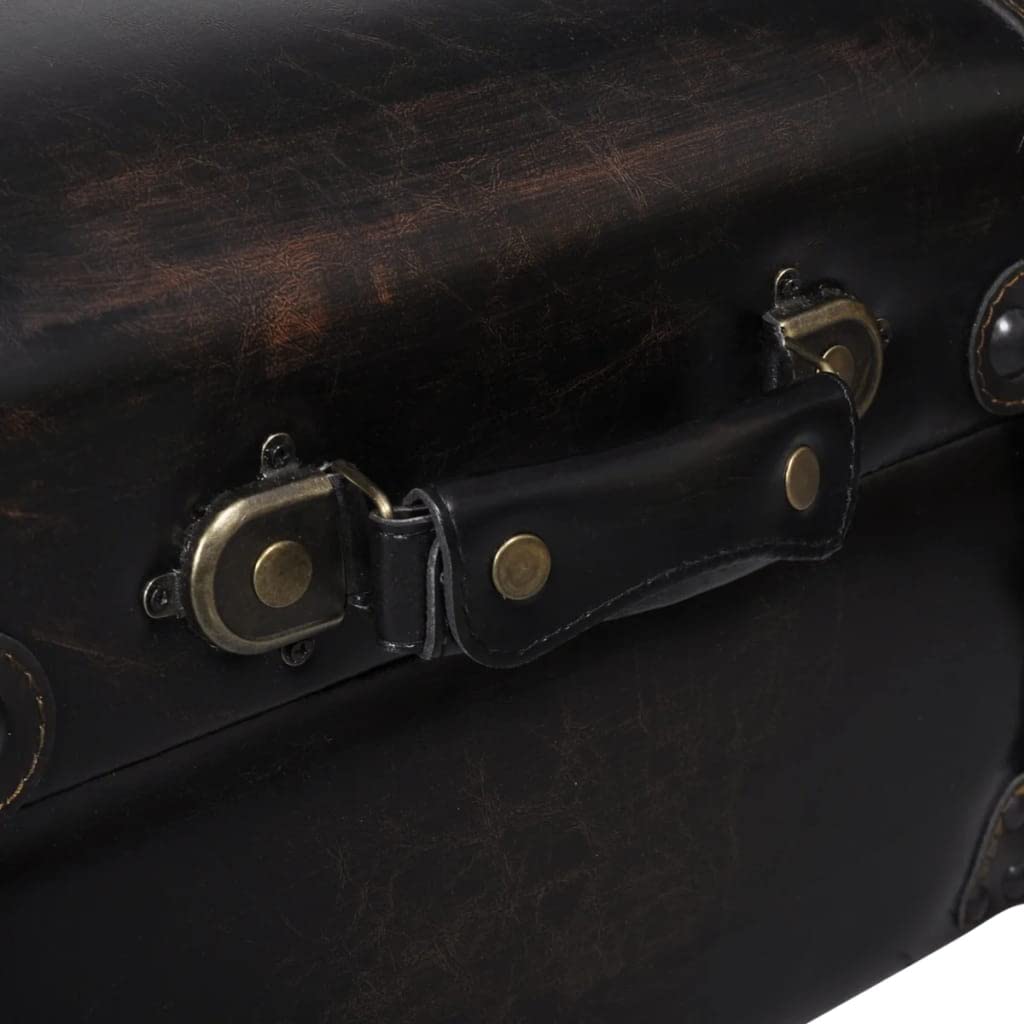vidaXL Retro Dark Brown Storage Bench 43.7" Solid Pine Wood and Faux Leather – Ample Storage Space, Portable Design and Comfortable Seating Experience