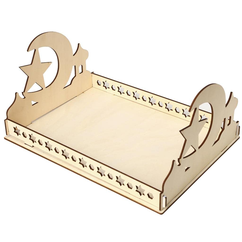 LOOM TREE Islam Eid Wooden Food Service Tray for Biscuit Dessert Cake Pastry Style A | Greeting Cards & Party Supply | Party Sup