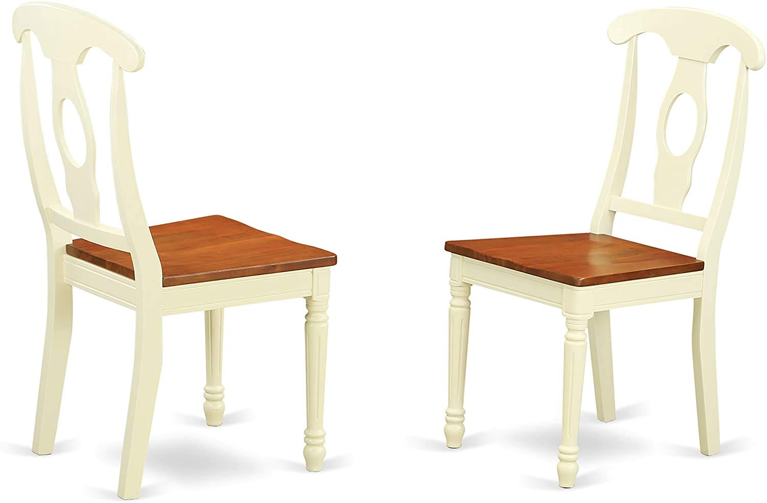 East West Furniture NAKE7-WHI-W Napoleon 7 Piece Modern Set Consist of a Rectangle Wooden Table with Butterfly Leaf and 6 Dining Room Chairs, 40x78 Inch, Buttermilk & Cherry