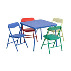 Flash Furniture Mindy Kids 5-Piece set Folding Square Table and Chairs Set for Daycare and Classrooms, Children's Activity Table and Chairs Set, Multicolor