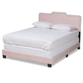 Baxton Studio Benjen Modern and Contemporary Glam Light Pink Velvet Fabric Upholstered Queen Size Panel Bed