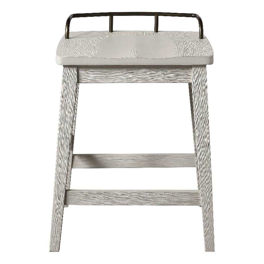 Steve Silver Furniture Pendleton Counter Stool, 24-inch Counter Height Seat, Bar Stool, Shaped Seat, Farmhouse, for Kitchens and Dining, Ivory Finish, 16" D x 19" W x 27" H, Grey
