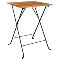 vidaXL Portable Folding Bistro Table - Outdoor Furniture Piece, Solid Teak Wood and Steel Construction, Weather, Versatile Use, 
