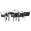 vidaXL Garden Dining Set 9 pcs Brown and Black PE Rattan