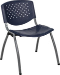 Flash Furniture Hercules Series 880 Lb. Capacity Navy Plastic Stack Chair With Titanium Gray Powder Coated Frame