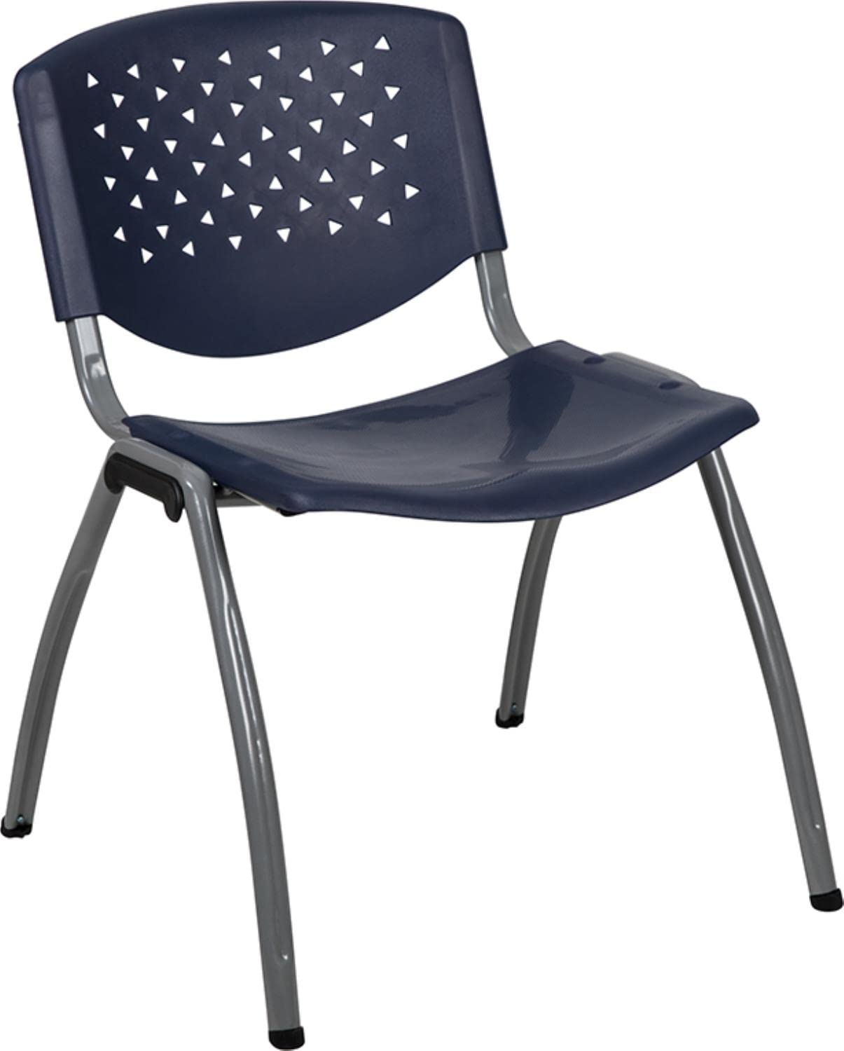 Flash Furniture Hercules Series 880 Lb. Capacity Navy Plastic Stack Chair With Titanium Gray Powder Coated Frame