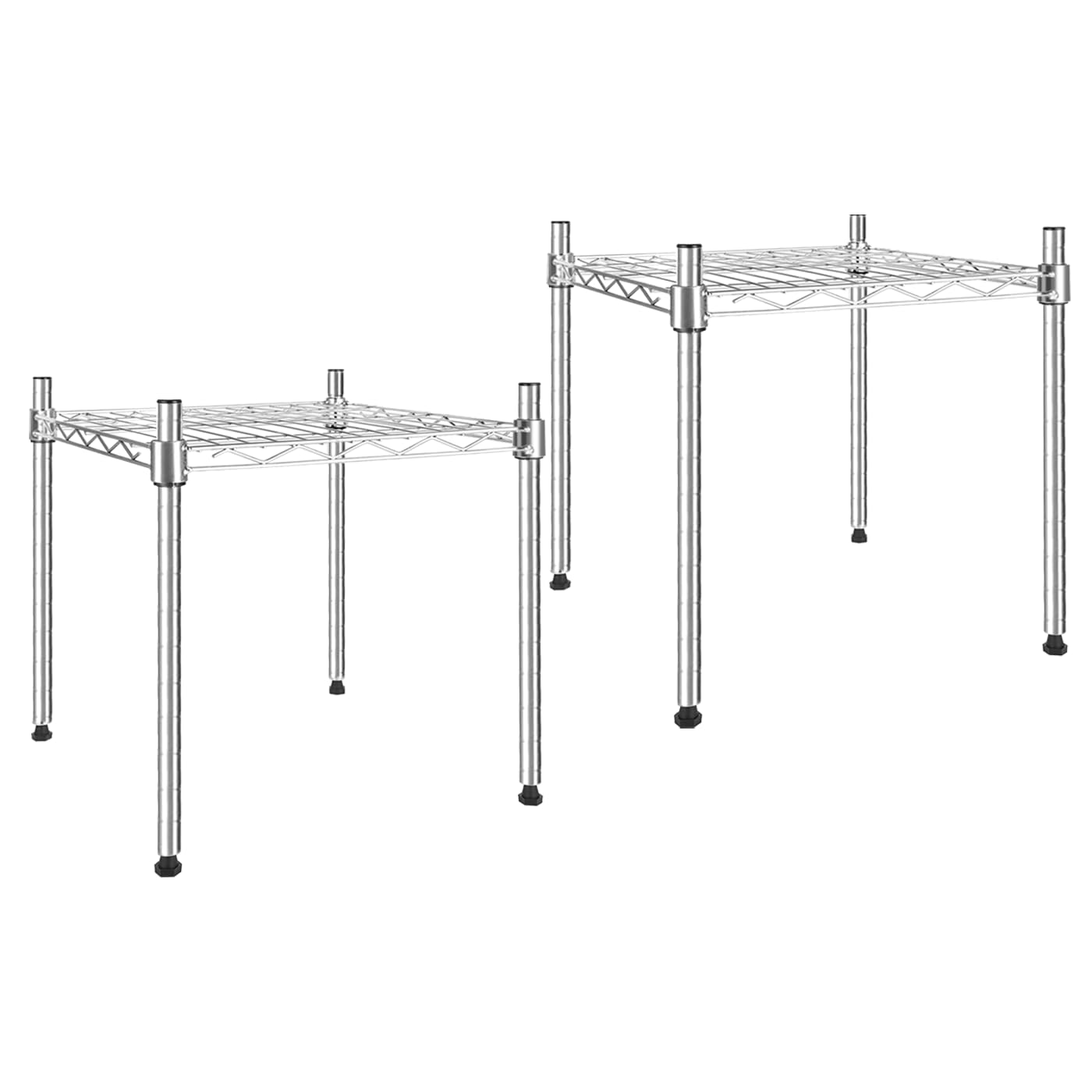 Simple Deluxe 1-Tier Shelving Unit, 15 W x 13.8 D x 15 H Wire Metal Stackable Storage, Chrome, 2 Pack