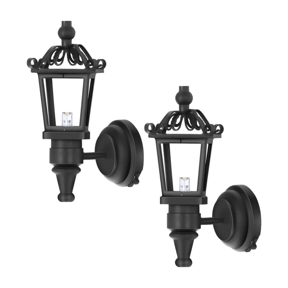 TOYANDONA 1/12 Scale Miniature Wall Lamps for Dollhouse, 2pcs Led Wall Sconces Vintage Lamp Models with On/Off Switch, Simulatio