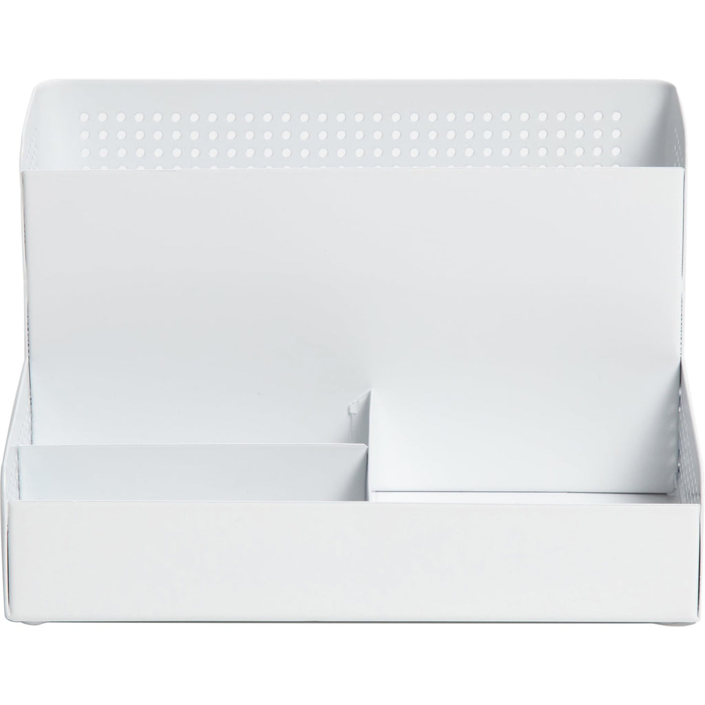 U Brands Modern Perforated Storage Cup Desk Organizer, Office Supplies, White, Metal, 1 Count