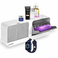 Lerytix WallMounted Storage Organiser, White, With Roller Shutter, Hook, And Top Shelf For Cosmetics