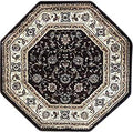 Deir Debwan Traditional Octagon 330,000 Point Persian Area Rug Brown Black Beige Design 601 (4 Feet X 4 Feet)