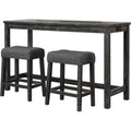 Best Master Furniture Yosef 3 Piece Rectangular Wood Bar Set in Charcoal