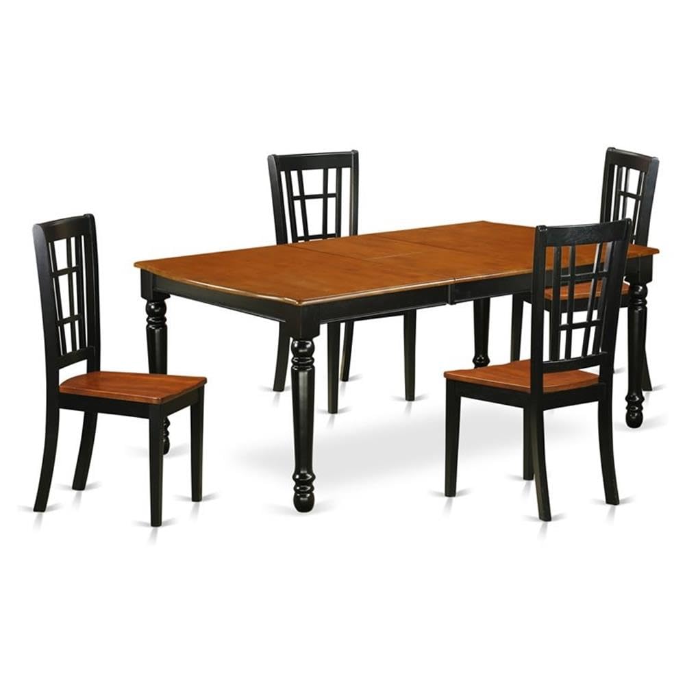 East West Furniture DONI5-BCH-W 5 Piece Dining Table Set for 4 Includes a Rectangle Kitchen Table with Butterfly Leaf and 4 Dinette Chairs, 42x78 Inch, Black & Cherry