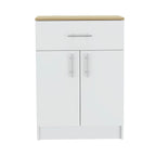 Depot E-Shop Monroe 2 Piece Kitchen Set, Kitchen Island + Kitchen Pantry, White/Light Oak