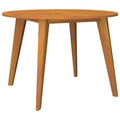 vidaXL Solid Wood Round Patio Table - Acacia - 43.3x29.5, Durable and Sturdy with Slatted Design and Diagonal Legs