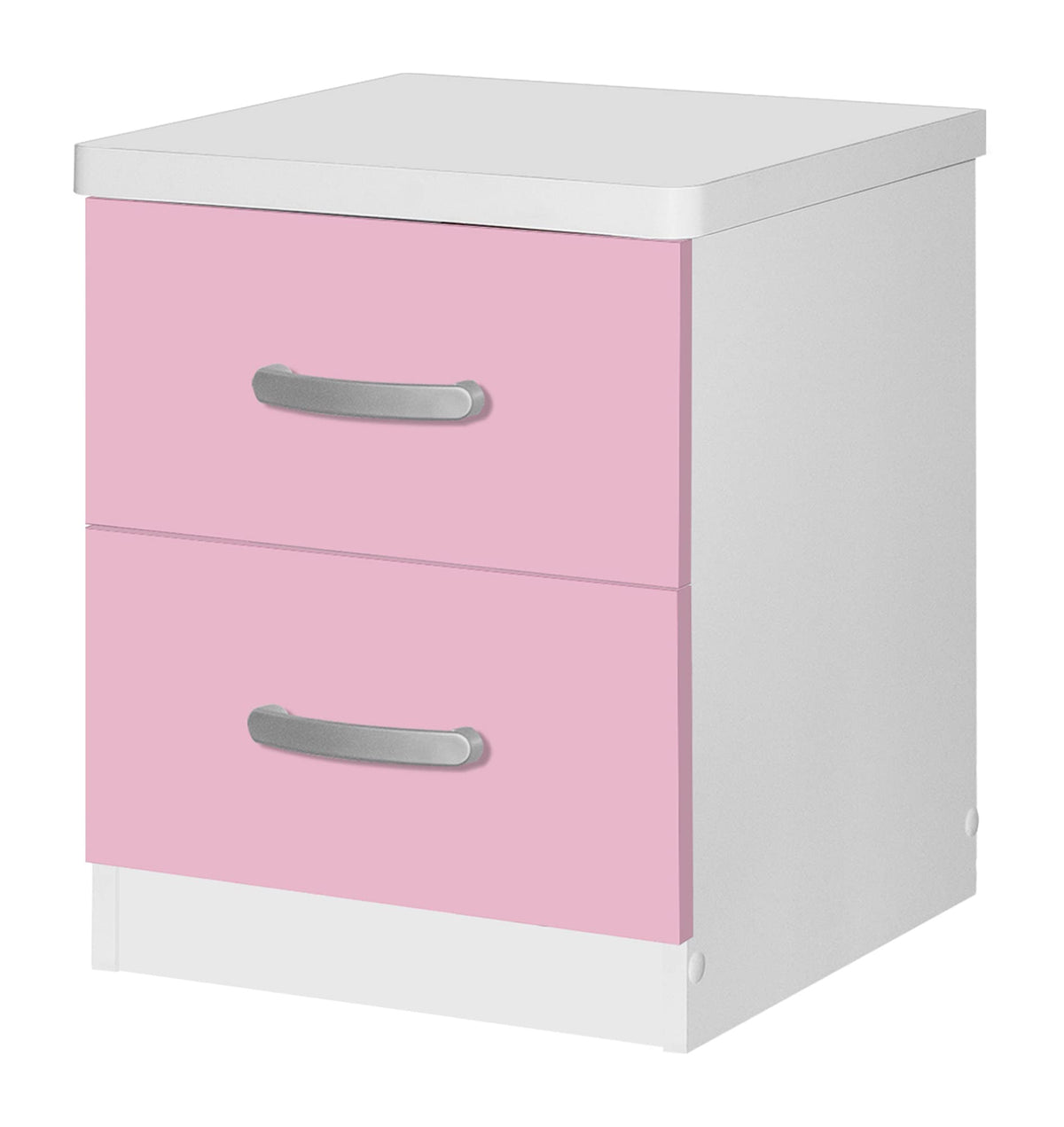 Better Home Products Cindy Faux Wood 2 Drawer Nightstand in Pink and White