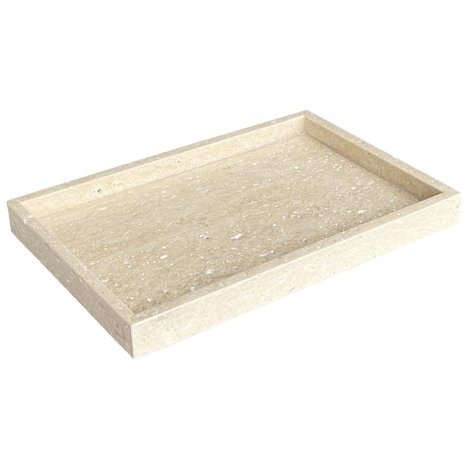 StonePlus Natural Marble Vanity Tray, Cosmetics Towels Tray, Decorative Tray, Catchall Tray for Dresser Bathroom Kitchen (Beige 