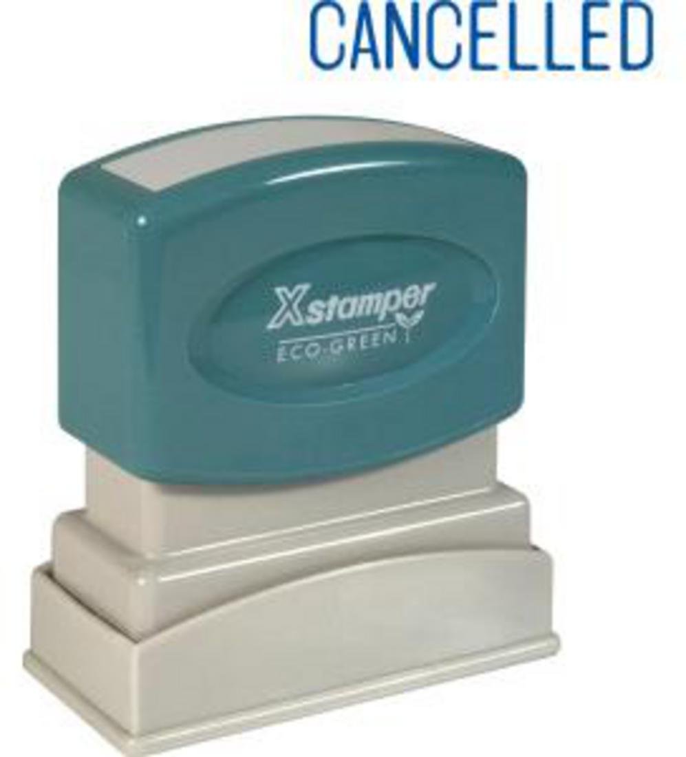Shachihata Inc Pre-Inked Stamp 'Cancelled', 1/2 X 1-5/8 Inches, Blue Ink (Xst1119)