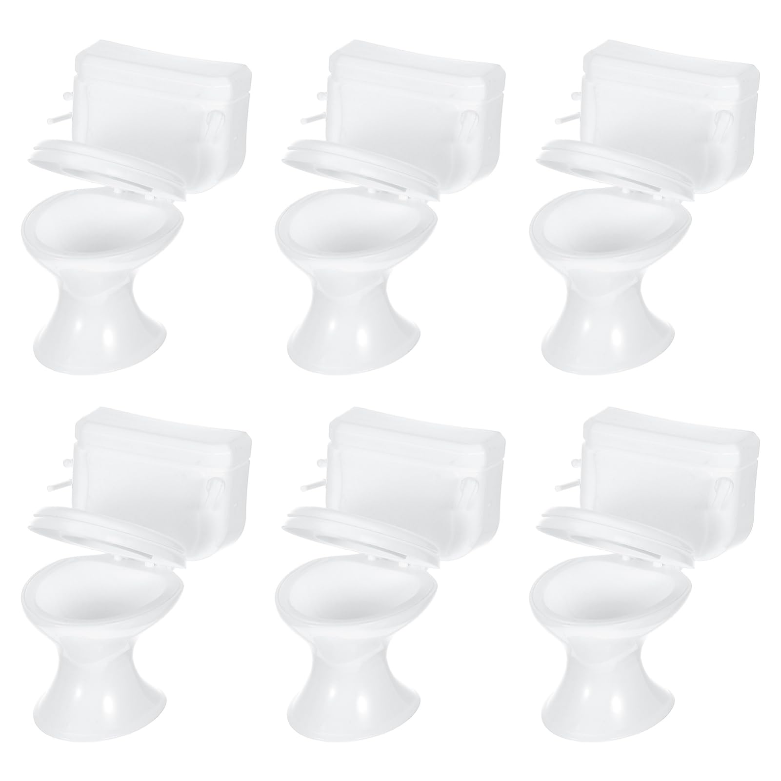 Toddmomy Doll House Toilet: 6Pcs Dollhouse Toilet Toy Mini Cake Topper Doll House Furniture for Kids Adults DIY Miniature Landsc