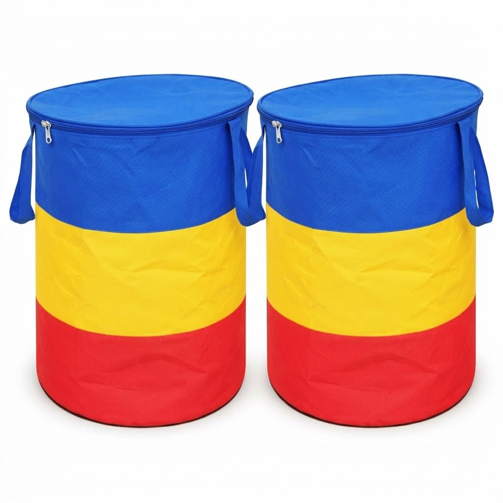 Foldable Laundry Basket with Zip Lid, Handles & Large Capacity