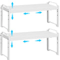 2 Pack Stackable Expandable Shelves For Kitchen Cabinet Countertop Storage, Adjustable Counter Cupboard Pantry Organizer Shelf R