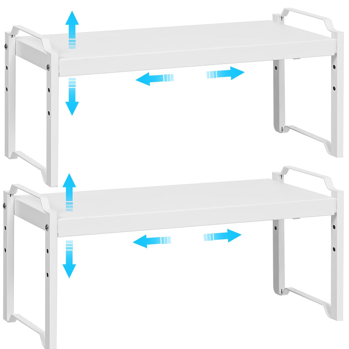 2 Pack Stackable Expandable Shelves For Kitchen Cabinet Countertop Storage, Adjustable Counter Cupboard Pantry Organizer Shelf R
