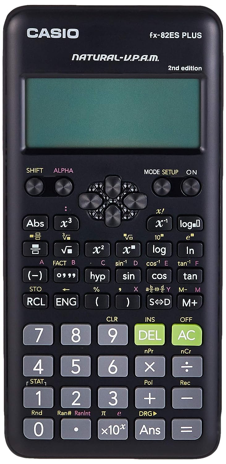 Casio FX-82ES Plus BK Scientific Calculator with 252 Functions, Plastic, Black