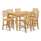 East West Furniture CACF7H-OAK-W 7 Piece Kitchen Counter Height Dining Table Set Consist of a Rectangle Pub Table and 6 Dining Room Chairs, 36x60 Inch, Oak