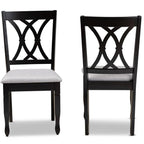 Baxton Studio Reneau Modern and Contemporary Grey Fabric Upholstered Espresso Brown Finished Wood 2-Piece Dining Chair Set