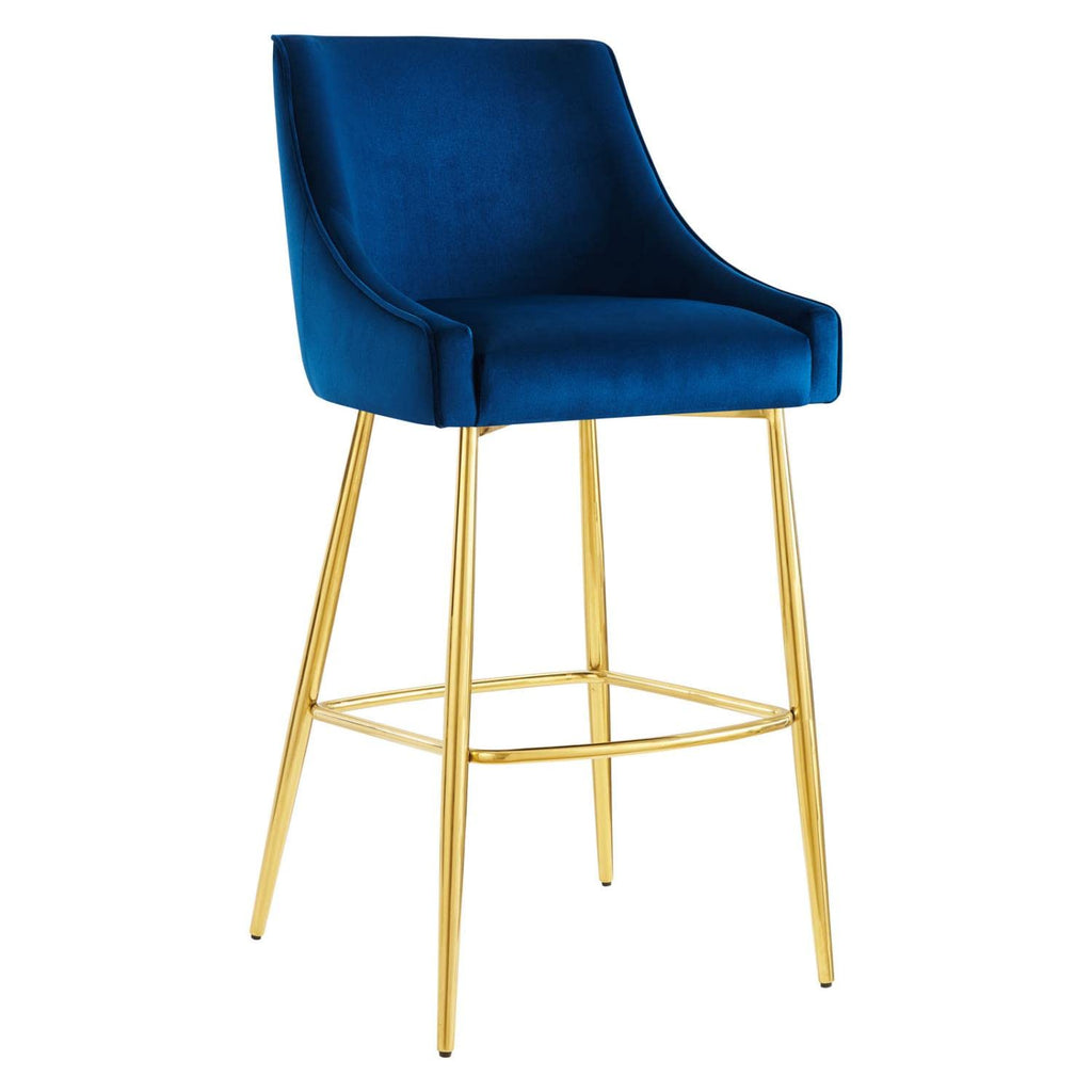 Modway Discern Performance Velvet Bar Stool With Navy Finish Eei-5473-Nav