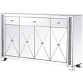 Elegant Decor Modern 4 Door 60' Silver Crystal Mirrored Sideboard