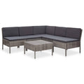 vidaXL - Durable 6 Piece Patio Lounge Set with Cushions, Weather Resistant Poly Rattan Construction, Comfortable Cushioning, Easy Maintenance, Modular Design for Customizable Layouts, Gray