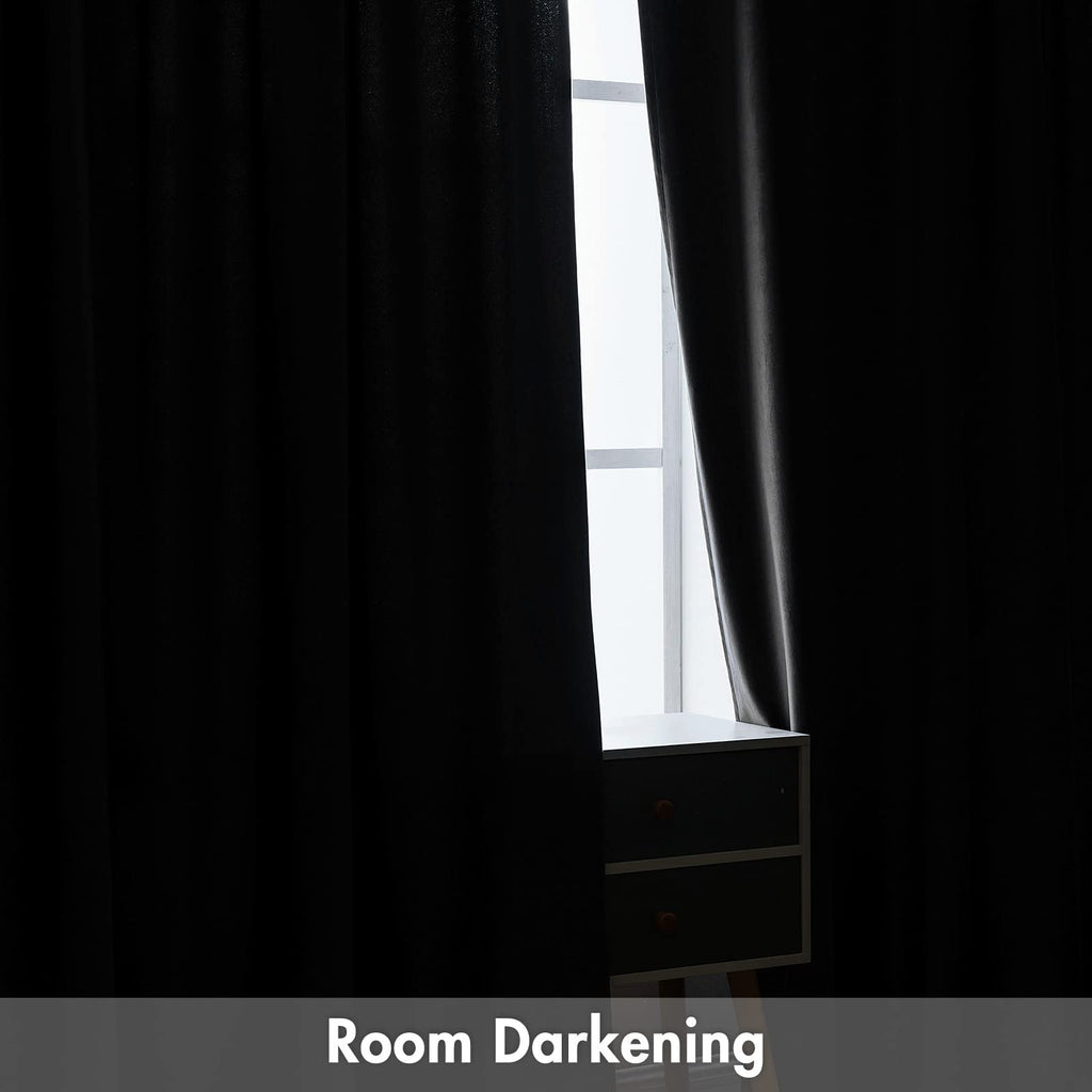 Miulee Black Velvet Curtains Thermal Insulated Blackout Curtain Drapes For Bedroom Living Room Darkening 108 Inches Long Curtains Panels Rod Pocket Set Of 2