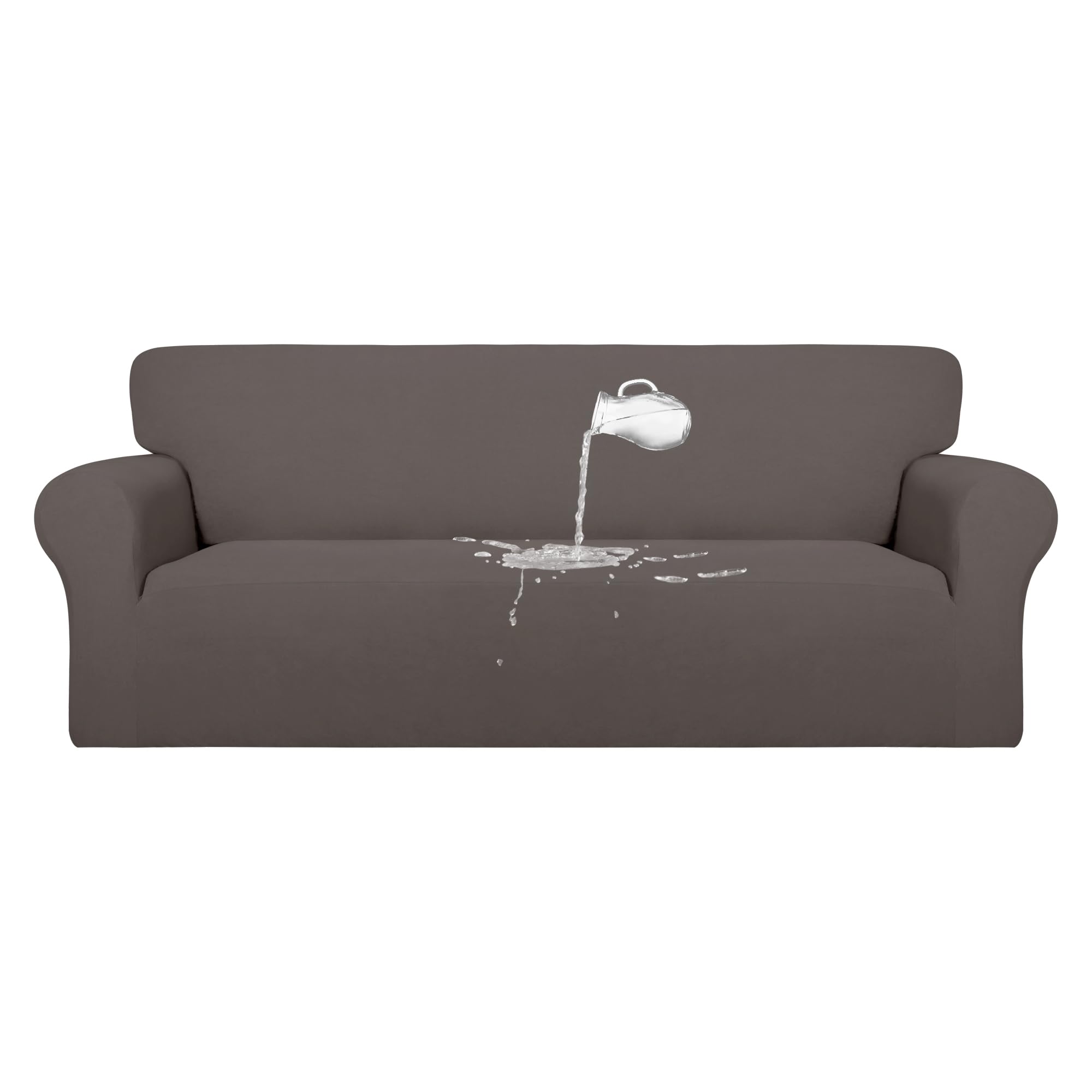 Purefit 100% Dual Waterproof Couch Cover Slipcovers For Couches And Sofas - Stretch Non Slip Fleece Sofa Covers Washable, Leakproof Furniture Protector For Kids, Pets, Dog (Oversized Sofa, Taupe)