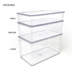 Isaac Jacobs Medium Stackable Organizer Bin (10.75   X6.5   X3.7   ) W/ Hinged Lid, Clear Storage Box, Home, Office, School, Fri