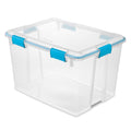 Sterilite 80 Qt Gasket Box, Stackable Storage Bin with Latching Lid and Tight Seal, Plastic Container to Organize Basement, Clea
