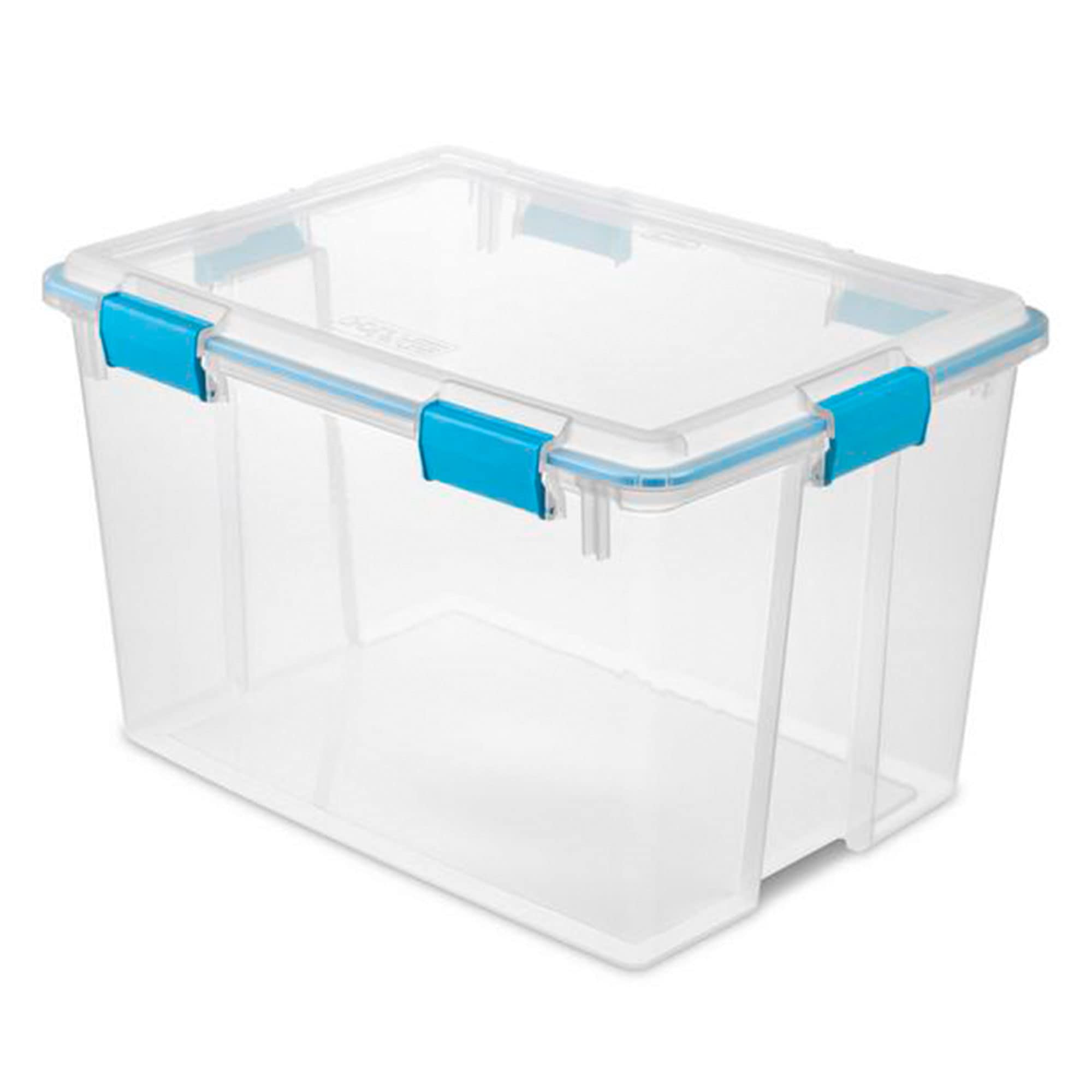 Sterilite 80 Qt Gasket Box, Stackable Storage Bin with Latching Lid and Tight Seal, Plastic Container to Organize Basement, Clea