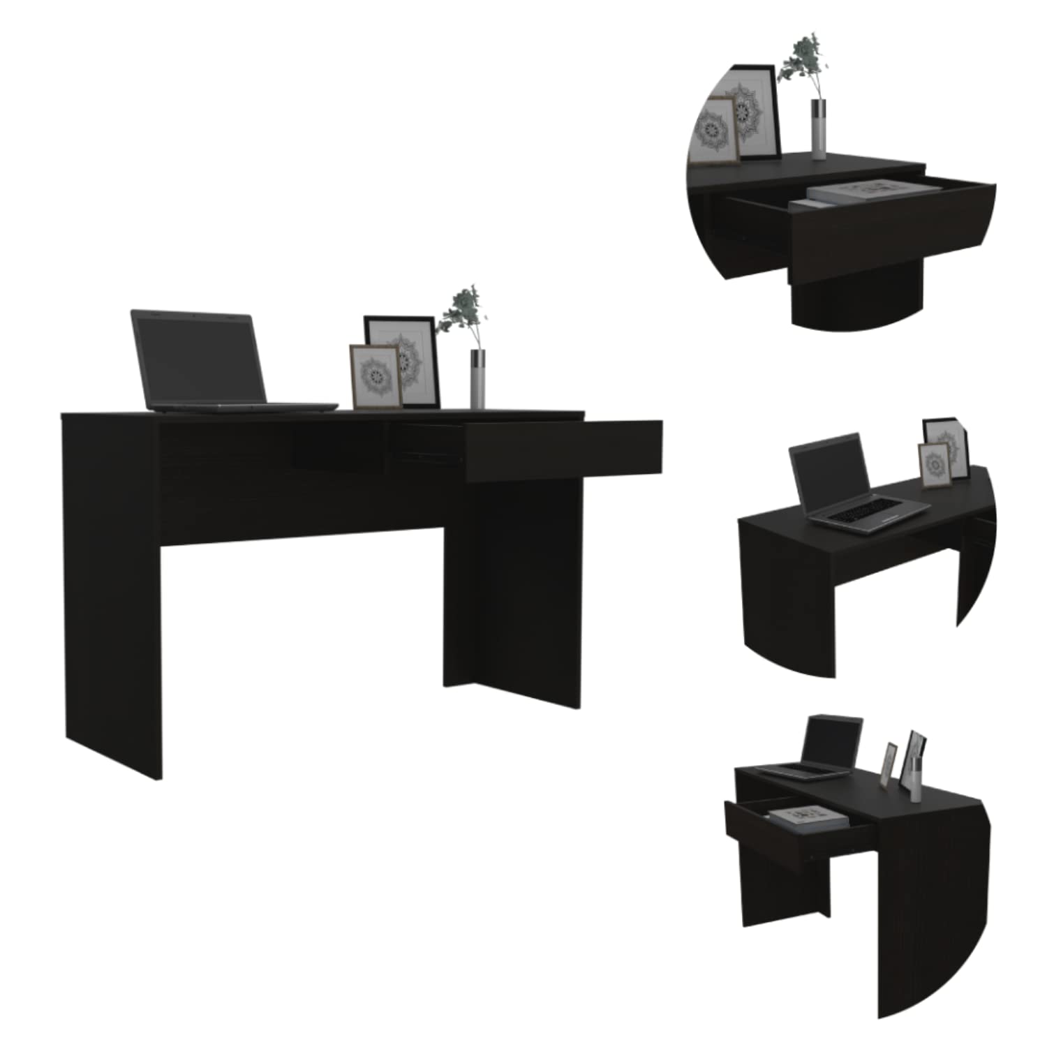 Acanto 1 Drawer Writing Computer Desk, Black