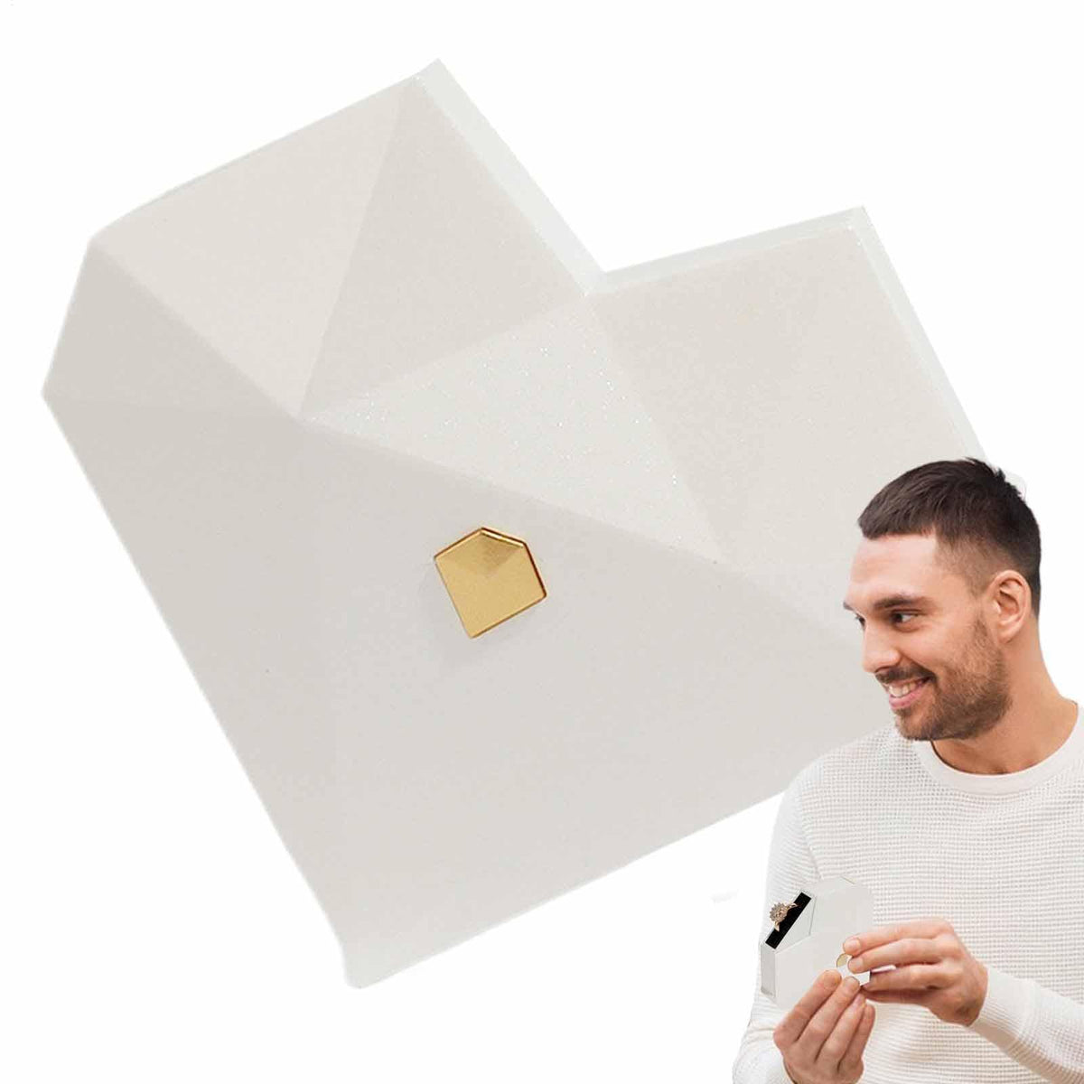 Manthan White Ring Box for Engagement, Wedding Gift and Proposal Surprise, Elegant Ring Holder for Special Moments, Compact Jewe