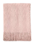 Bourina Throw Blanket Textured Solid Soft Sofa Throw Couch Cover Knitted Decorative Blanket, 50'' X 60'' Pink