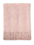 Bourina Throw Blanket Textured Solid Soft Sofa Throw Couch Cover Knitted Decorative Blanket, 50'' X 60'' Pink