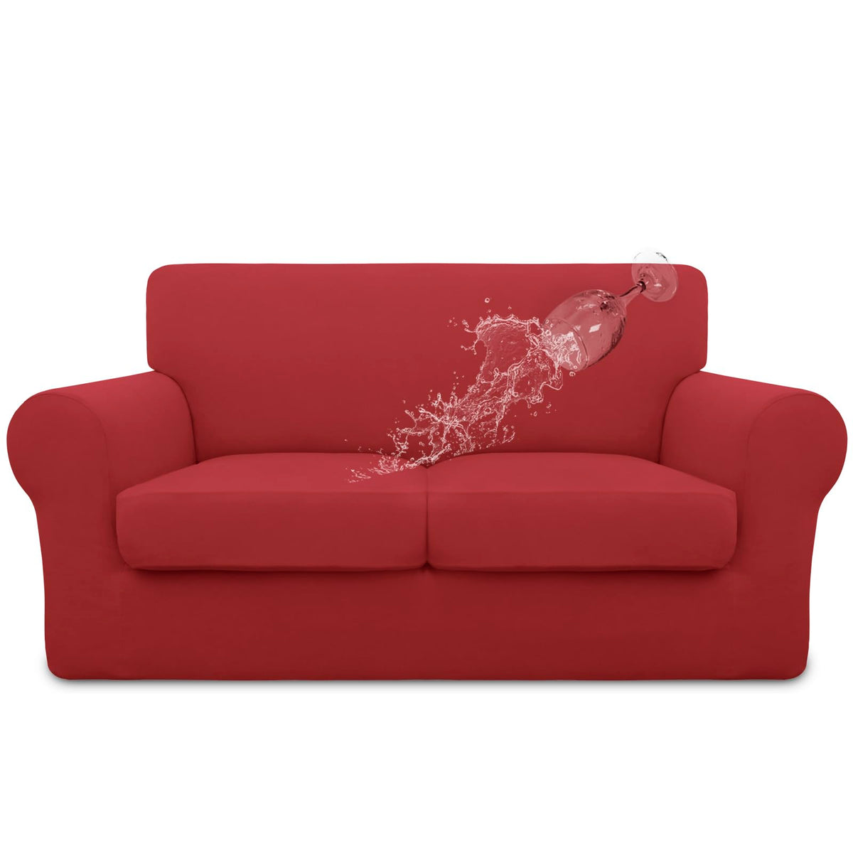 Easy-Going 100% Dual Waterproof Loveseat Cover Stretch Soft Couch Cover For Dogs, Sofa Slipcover For 2 Separate Cushion Couch Le