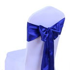 Sinssowl 50 Royal Blue Chair Sashes Satin Chair Bows For Wedding Birthday Party Fiesta Restaurant Decor - 7X108 Inches Chair Rib