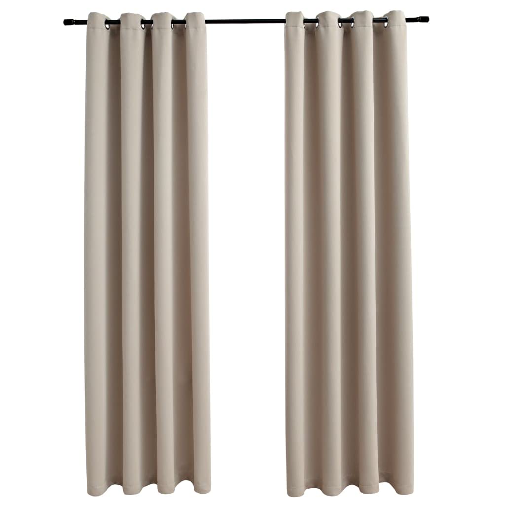 vidaXL Beige Blackout Curtains with Rings - 54"x95" - Made from 100% Polyester - Easy to Install and Machine Washable - Set of 2