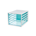 Sysmax El Easy & Light Half Transparent Vertical File Cabinet 5 Drawer Index Function Flat Drawer (Ivory)