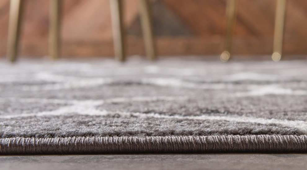 Unique Loom Trellis Frieze Collection Area Rug - Rounded (3' Round, Dark Gray/ Ivory)
